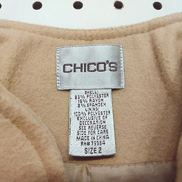 4 for $20! Bundle 4 items w/ this title and offer $20! Chico's Lined Tan Jacket - Picture 5 of 5